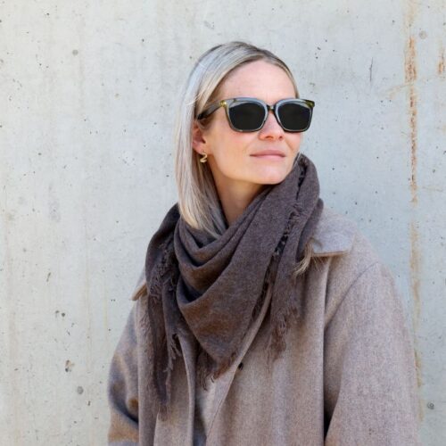 Cashmere tørklæde med frynser – Coffee