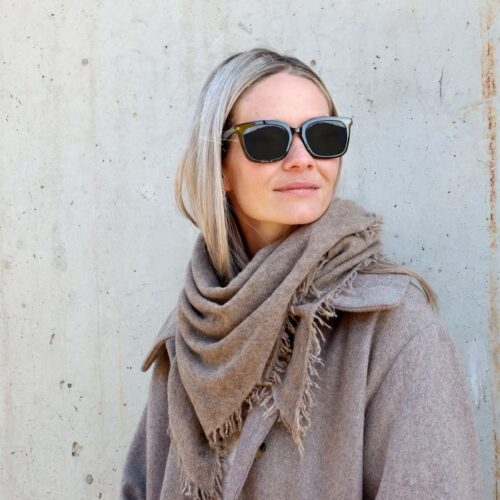 Cashmere tørklæde med frynser – Latte