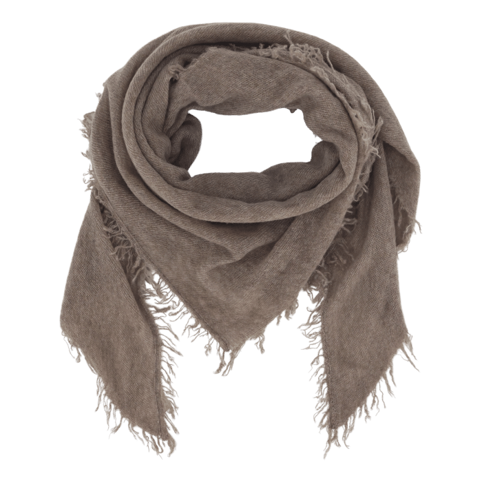 Cashmere tørklæde med frynser – Latte - Billede 2