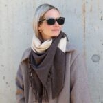 Cashmere tørklæde med frynser – Creme/Coffee