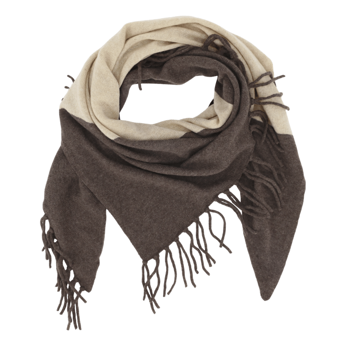 Cashmere tørklæde med frynser – Creme/Coffee - Billede 2