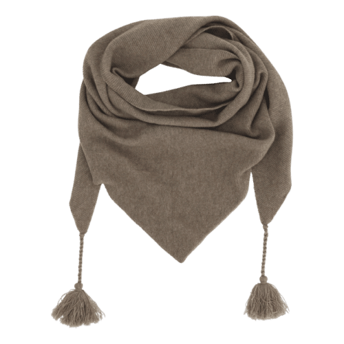 Cashmere tørklæde med kvaster – Latte