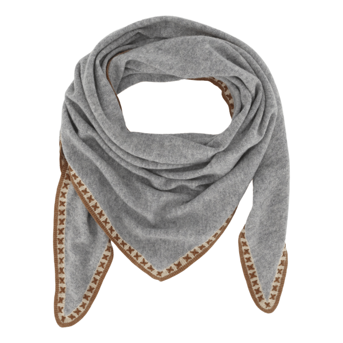 Cashmere tørklæde med dekorkant – Fransk Grå - Billede 2