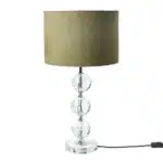 Elegant Bordlampe i Glas med Grøn Velourskærm