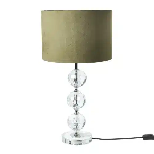 Elegant Bordlampe i Glas med Grøn Velourskærm