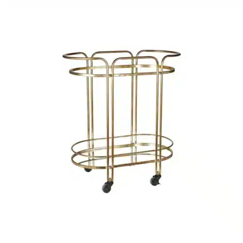 Elegant Serveringsbord i Antik Guld – Med Glas & Hjul