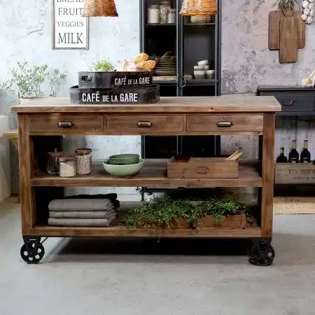 Køkkenø på hjul i træ & jern - Billede 6