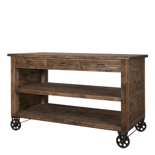 Køkkenø på hjul i træ & jern