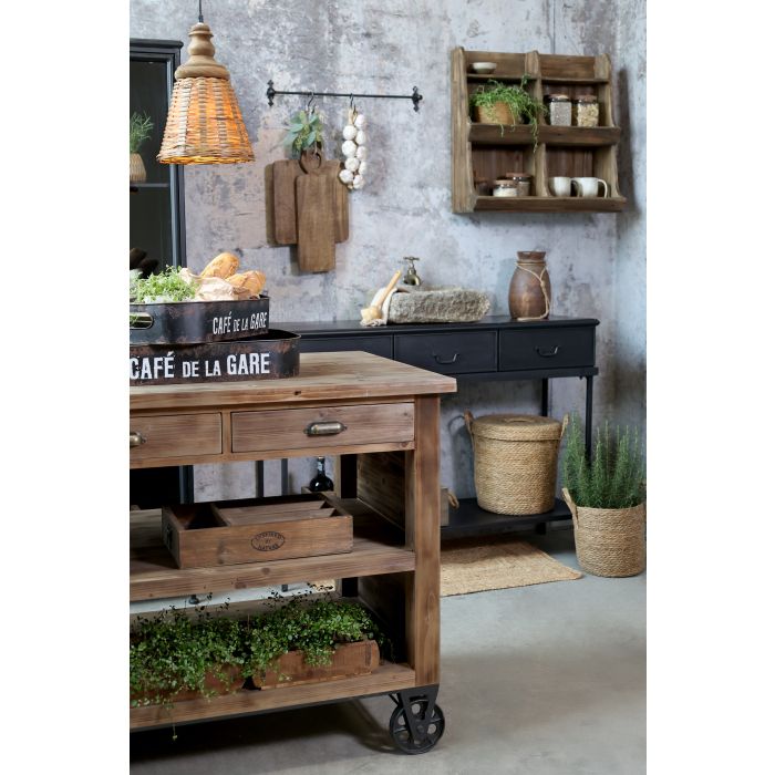 Køkkenø på hjul i træ & jern - Billede 2