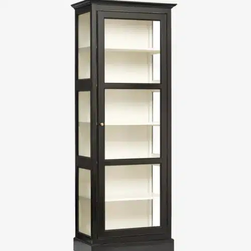 CLASSIC vitrineskab i træ sort/off whiteB84 × D44 × H212 cm