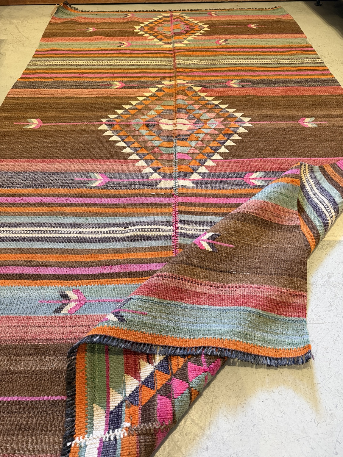 Vintage Kelim Tæppe – Håndvævet Unika | 148 × 250 cm - Billede 3