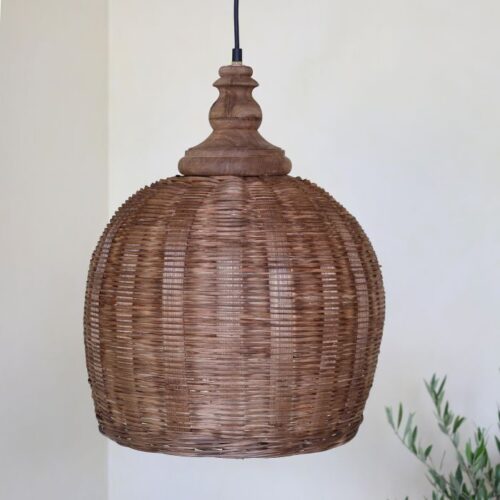Rattan loftlampe – natur (H52 / Ø34 cm)