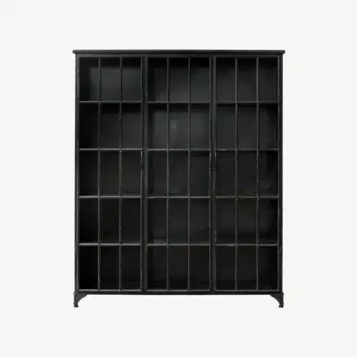 DOWNTOWN Vitrineskab – Sort jern | 150 × 38 × 180 cm