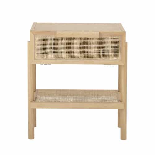Sidebord i fyrretræ og rattan – natur