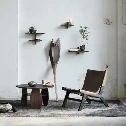 Muubs Loungestol Philosophy - Brun/Sort - Mango træ/Læder - H77xB61xD52 cm