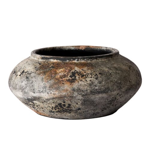 Muubs Echo Krukke – Terracotta Ø35 x H17 cm | Rustgrå Finish