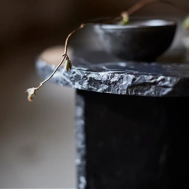 Muubs Sidebord Verde - Sort - Marmor - Ø40xH42 cm - Billede 3