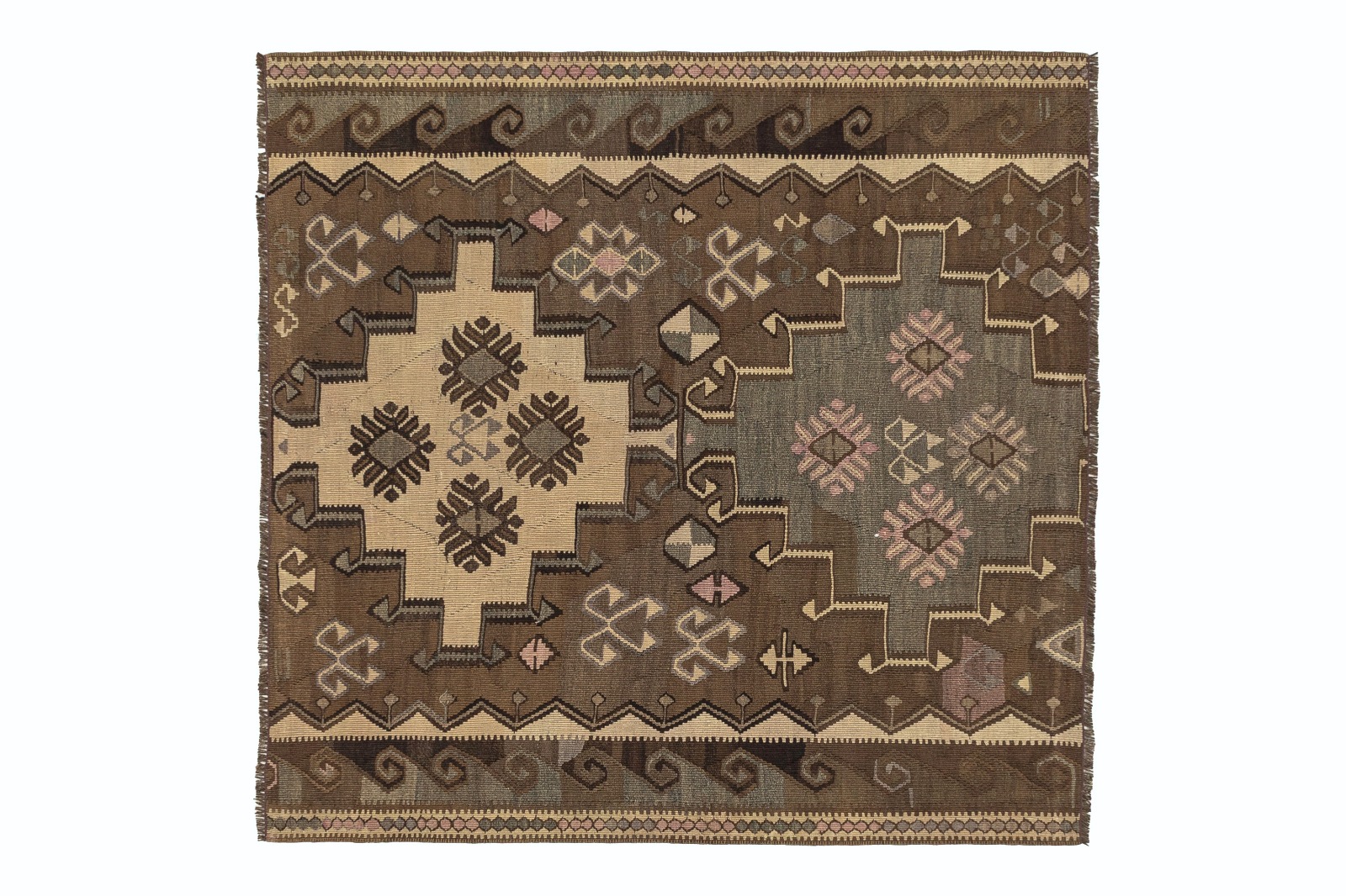 Vintage Kelim Tæppe Mål: 130 × 134 cm