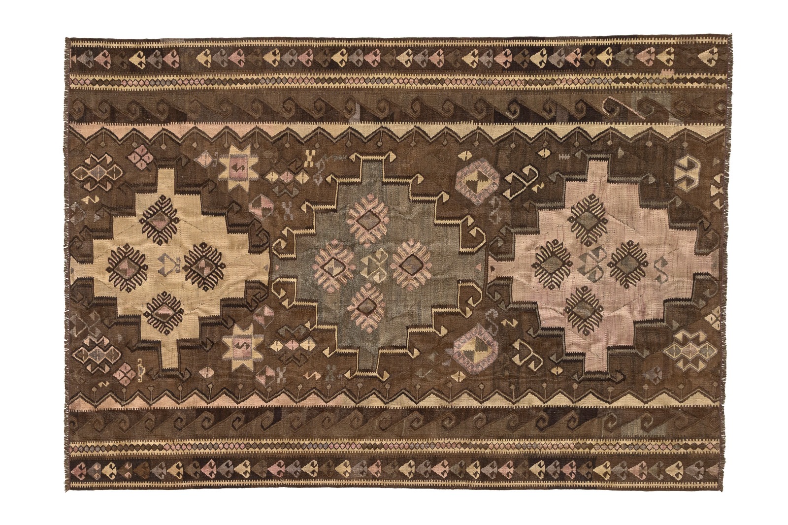 vintage kelim tæppe 142x208 cm håndvævet i ulkd